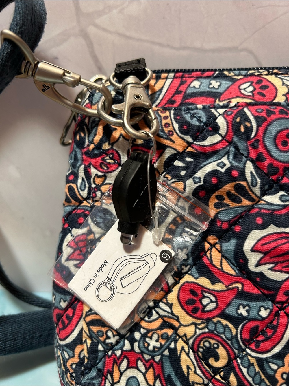 Vera Bradley Red Paisley Crossbody Wristlet - Picture 4 of 5